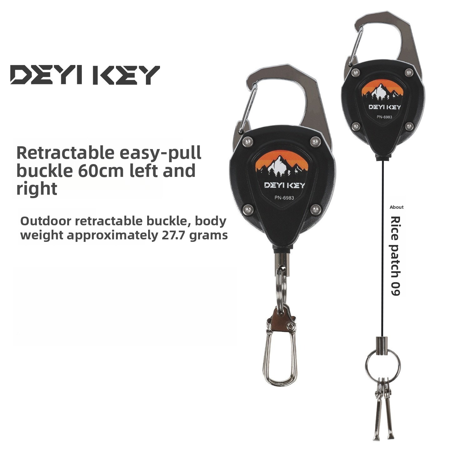 Fishing Kayak Rod Holder - Porte-clés rétractable robuste anti-perte avec mousqueton